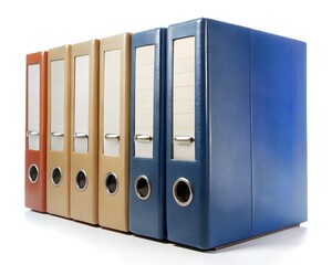 row of folders isolated on a white background