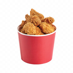 abstract 3d  Paper bucket of fried chicken in different colour style white background	

