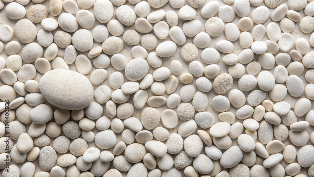 Poster serene collection of smooth, off-white pebbles arranged in a natural pattern