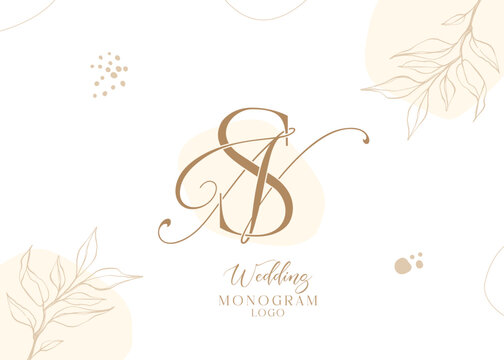 NS and  SN wedding initial monogram logo