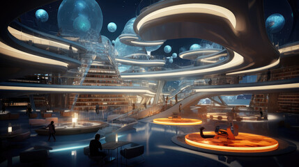 Futuristic City at Night with Glowing Lights and Modern Architecture