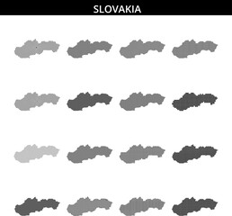 Slovakia highlighted on a dotted map with creative design elements in the background