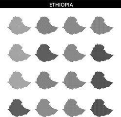 Map highlighting the borders of Ethiopia with a unique dot pattern and design element