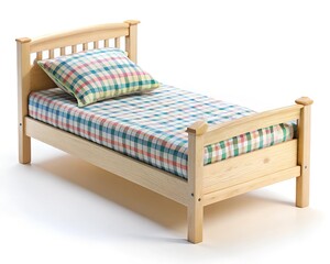 bed with pillows isolated on a white background