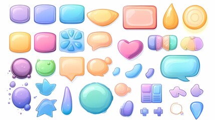 Colorful and Glossy Bubble Icons Collection for Graphic Design Use, Featuring Various Shapes and Shades for Creative Projects and Digital Media