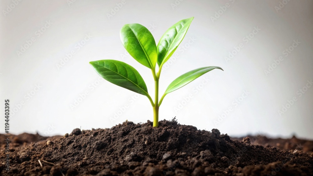 Aufkleber a tiny seedling emerges from rich soil, symbolizing growth and new beginnings
