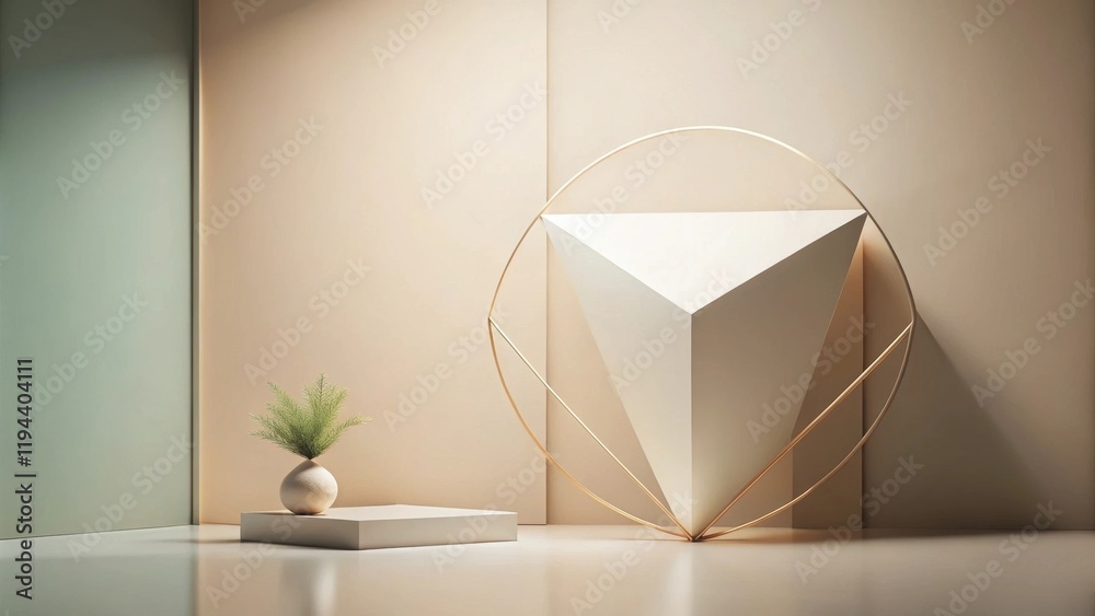 Aufkleber Minimalist Product Display with Geometric Forms and Greenery