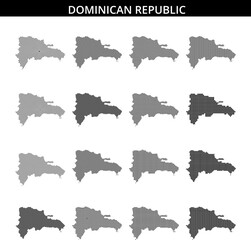 Map outline of Dominican Republic with a dotted pattern and a simple design