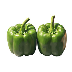 Green Bell Pepper Duo Isolated on White Background
