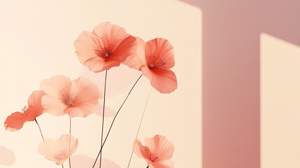 Delicate coral poppies against a soft light background