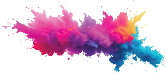 "Abstract Watercolor Masterpiece: Vivid Splashes of Color and Bold Brush Strokes Form a Rainbow of Vibrant Hues on a White Background, Creating a Contemporary, Trendy Aquarelle Design Element"
