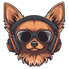 Cute Dog Mascot with Headphones Vector Illustration