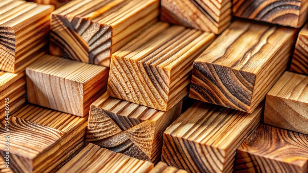 Poster a close-up view of stacked wooden blocks showing detailed grain patterns
