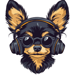 Cute Dog Mascot with Headphones Vector Illustration