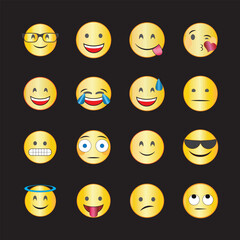 Fototapeta premium Set of sad and smileys. Detailed emoji icons. 