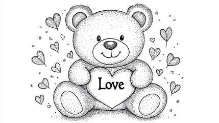 love bear happy valentine, white background 