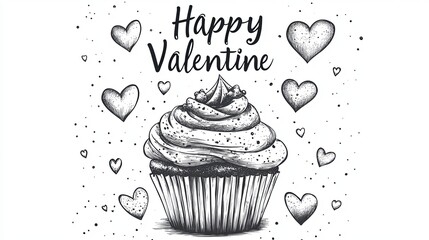 love cup cake happy valentine, white background 