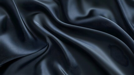 Fototapeta premium Dark Draped Fabric Shows Smooth Texture and Curves