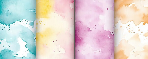 Gradient watercolor splash patterns in pastel tones, seamless design for artistic projects