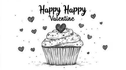 love cup cake happy valentine, white background 