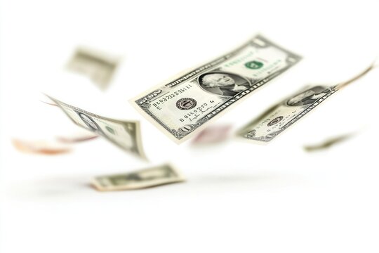 Banknote floating dollar money.