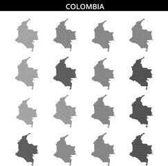 Detailed dotted map representation of Colombia emphasizing geographic shape and borders