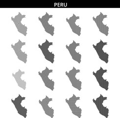 Stylized dot map of Peru highlighting geographical features