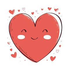 Cute heart doodle style illustration smiling.