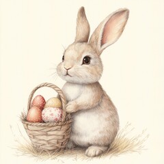 Easter rabbit illustration basket spring.