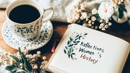 Reflections on Women's History Book and Coffee Setup for Inspiration and Relaxation