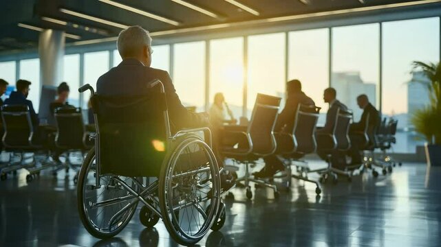 Inclusive representation: video individuals with disabilities in social, workplace settings, conveying compassion, accessibility, resilience, equality, valuable contributions of diverse communities.