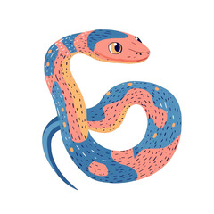 Obraz premium Colorful cartoon snake illustration with playful expression