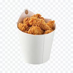 abstract 3d  Paper bucket of fried chicken in different colour style white background	

