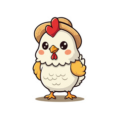 Cute Chicken Hen Standing Cartoon Vector Icon Illustration Animal Nature Icon Isolated Flat Vector