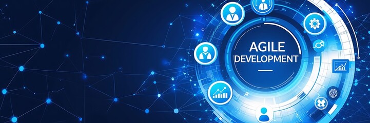 Agile Software Development Concept – Abstract Copy Space Background for Agile Business and Technology Methods,  agile business methods, agile working, technology copy space background