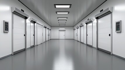 Obraz premium Modern interior of a storage facility corridor