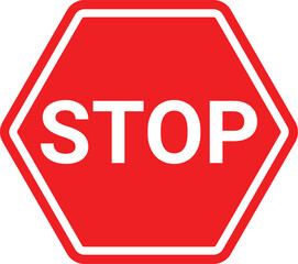 Minimalist red stop signs isolated on transparent background