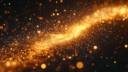 Fototapeta premium Golden particles shimmering in the dark, creating a mesmerizing cosmic effect
