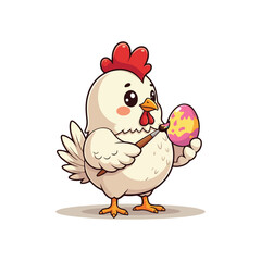 Cute Chicken Hen Standing Cartoon Vector Icon Illustration Animal Nature Icon Isolated Flat Vector