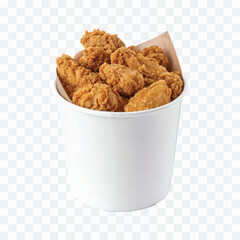 abstract 3d  Paper bucket of fried chicken in different colour style white background	


