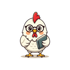 Cute Chicken Hen Standing Cartoon Vector Icon Illustration Animal Nature Icon Isolated Flat Vector