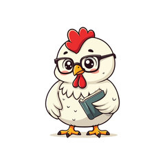 Cute Chicken Hen Standing Cartoon Vector Icon Illustration Animal Nature Icon Isolated Flat Vector