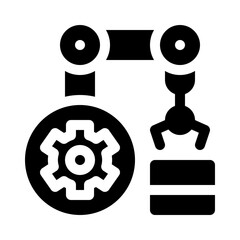 Industrial Robot Arm glyph icon