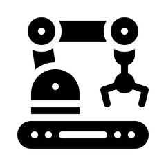 Robotic Arm with Conveyor Belt glyph icon