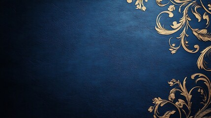 Elegant Blue Background With Gold Floral Design
