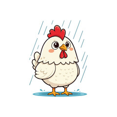 Cute Chicken Hen Standing Cartoon Vector Icon Illustration Animal Nature Icon Isolated Flat Vector
