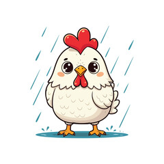 Cute Chicken Hen Standing Cartoon Vector Icon Illustration Animal Nature Icon Isolated Flat Vector