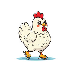 Cute Chicken Hen Standing Cartoon Vector Icon Illustration Animal Nature Icon Isolated Flat Vector