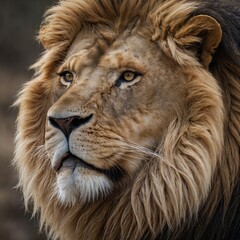 Fototapeta premium A lion with a flowing mane, white background.