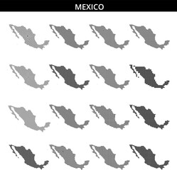 Map of Mexico illustrated with dotted patterns and distinct geographical features
